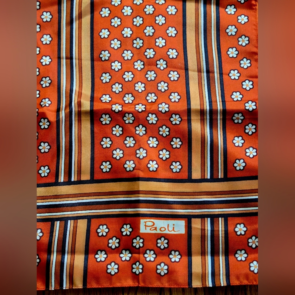 Vintage Rectangular 60s 70s Daisy Flower Power Scarf Paoli Eurofashion Retro